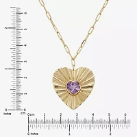 Limited Quantities! Womens Genuine Purple Amethyst 14K Gold Over Silver Heart 18 Inch Pendant Necklace