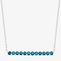 Limited Quantities! Womens Genuine Blue Topaz Sterling Silver Bar 18 Inch Pendant Necklace