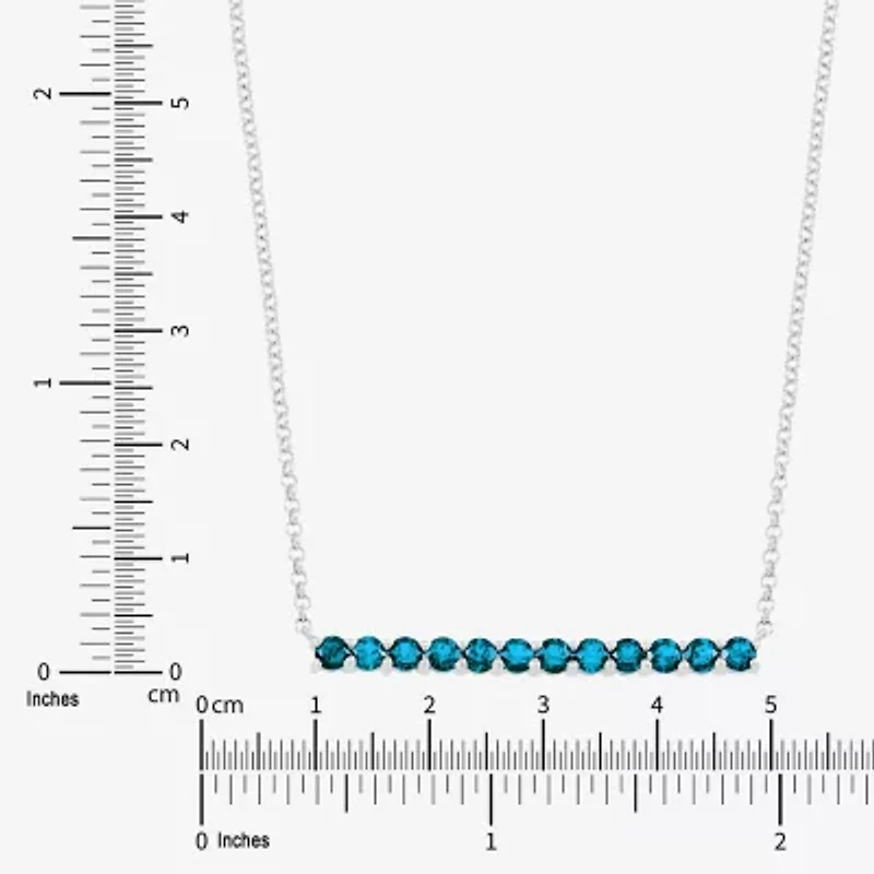 Limited Quantities! Womens Genuine Blue Topaz Sterling Silver Bar 18 Inch Pendant Necklace