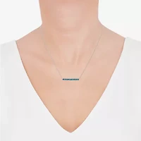 Limited Quantities! Womens Genuine Blue Topaz Sterling Silver Bar 18 Inch Pendant Necklace