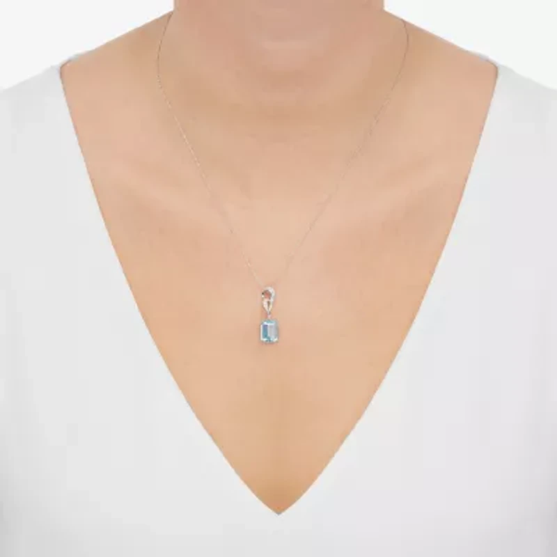 Limited Quantities! Womens 1/10 CT. T.W. Genuine Blue Topaz 14K White Gold 18 Inch Pendant Necklace