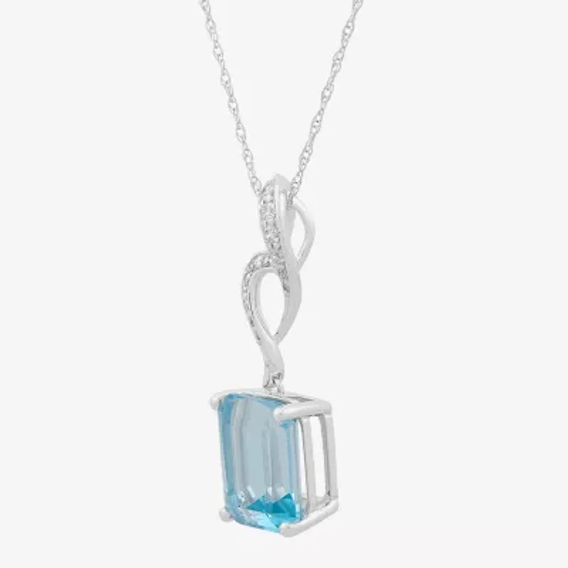 Limited Quantities! Womens 1/10 CT. T.W. Genuine Blue Topaz 14K White Gold 18 Inch Pendant Necklace
