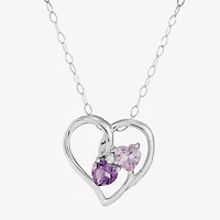 Limited Quantities! Womens Diamond Accent Genuine Purple Amethyst Sterling Silver Heart 18 Inch Pendant Necklace