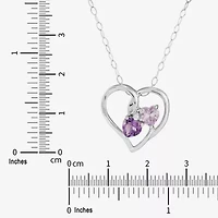 Limited Quantities! Womens Diamond Accent Genuine Purple Amethyst Sterling Silver Heart 18 Inch Pendant Necklace