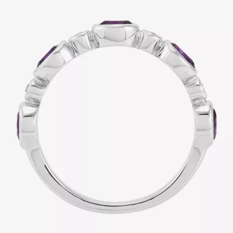 Limited Quantities! Womens 4MM Genuine Purple Amethyst 14K White Gold Band