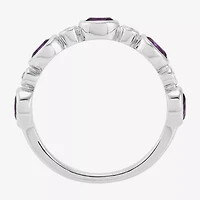 Limited Quantities! Womens 4MM Genuine Purple Amethyst 14K White Gold Band