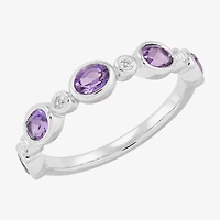 Limited Quantities! Womens 4MM Genuine Purple Amethyst 14K White Gold Band