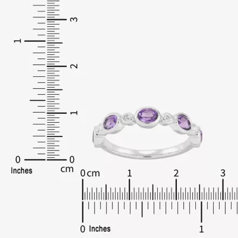 Limited Quantities! Womens 4MM Genuine Purple Amethyst 14K White Gold Band