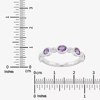 Limited Quantities! Womens 4MM Genuine Purple Amethyst 14K White Gold Band