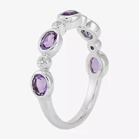 Limited Quantities! Womens 4MM Genuine Purple Amethyst 14K White Gold Band