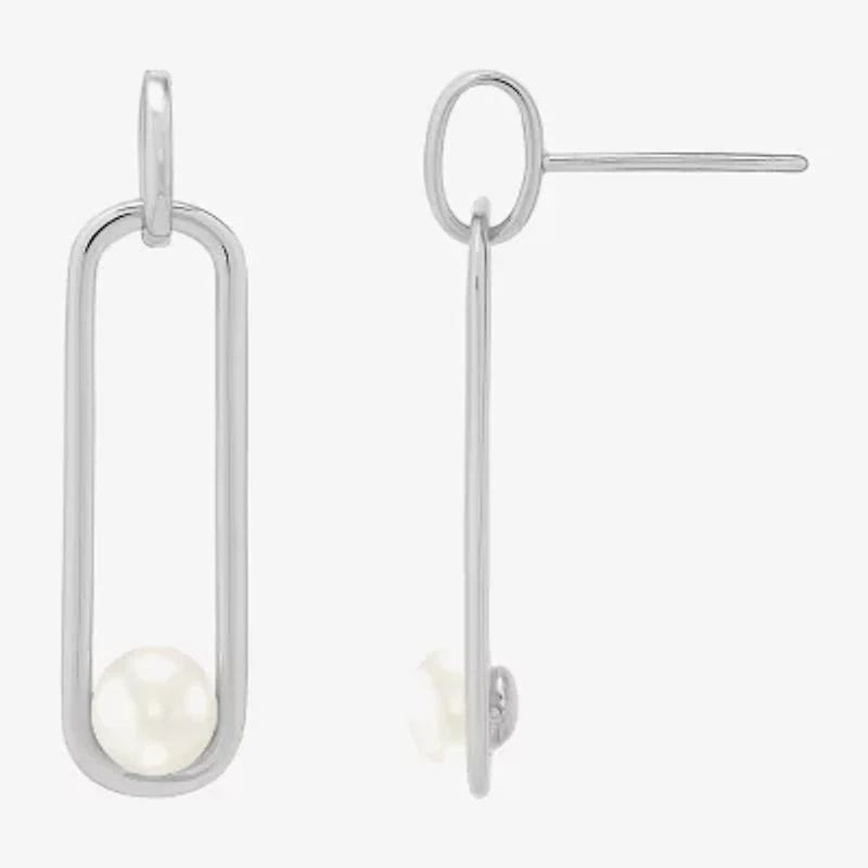 Limited Quantities! Womens Dyed White Cultured Freshwater Pearl Sterling Silver Drop Earrings