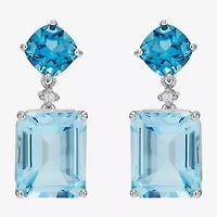 Limited Quantities! Womens Diamond Accent Genuine Blue Topaz Sterling Silver Drop Earrings