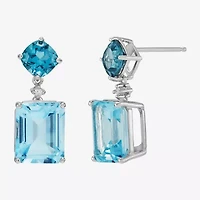 Limited Quantities! Womens Diamond Accent Genuine Blue Topaz Sterling Silver Drop Earrings
