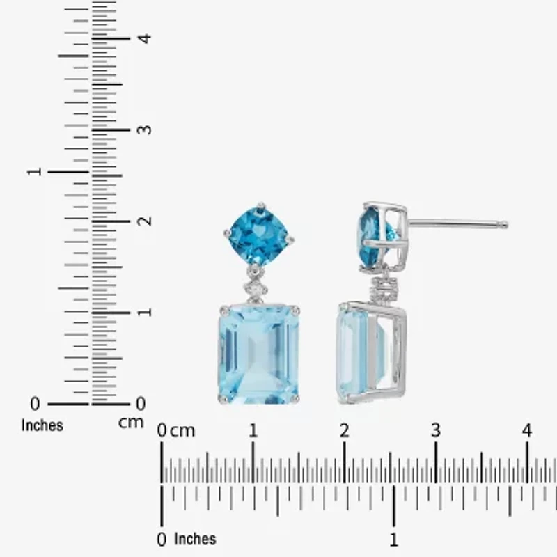 Limited Quantities! Womens Diamond Accent Genuine Blue Topaz Sterling Silver Drop Earrings