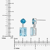 Limited Quantities! Womens Diamond Accent Genuine Blue Topaz Sterling Silver Drop Earrings