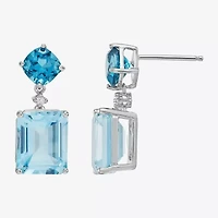Limited Quantities! Womens Diamond Accent Genuine Blue Topaz Sterling Silver Drop Earrings
