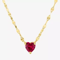 Womens Lab Created Red Ruby 14K Gold Over Silver Heart 16 Inch Pendant Necklace