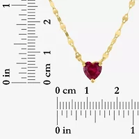Womens Lab Created Red Ruby 14K Gold Over Silver Heart 16 Inch Pendant Necklace