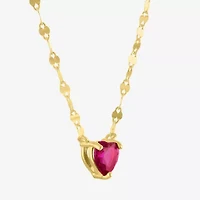 Womens Lab Created Red Ruby 14K Gold Over Silver Heart 16 Inch Pendant Necklace