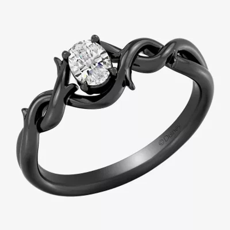 Enchanted Disney Fine Jewelry Maleficent (F,Si1) Womens 1/3 CT. Lab Grown White Diamond Sterling Silver Cocktail Ring