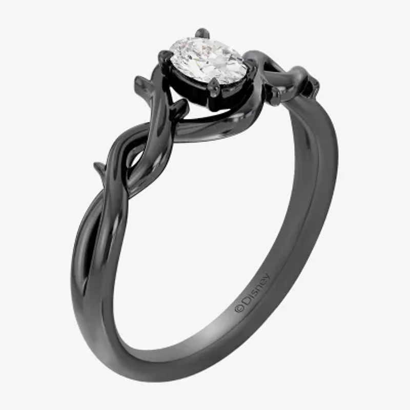 Enchanted Disney Fine Jewelry Maleficent (F,Si1) Womens 1/3 CT. Lab Grown White Diamond Sterling Silver Cocktail Ring