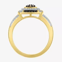 1/10 CT.T.W. Natural White, Champagne and Color-Enhanced Black Diamond Ring