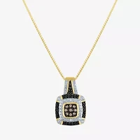 1/10 CT.T.W. Natural White, Champagne and Color-Enhanced Black Diamond Pendant Necklace