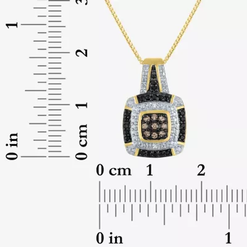 1/10 CT.T.W. Natural White, Champagne and Color-Enhanced Black Diamond Pendant Necklace