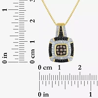 1/10 CT.T.W. Natural White, Champagne and Color-Enhanced Black Diamond Pendant Necklace