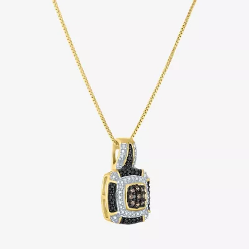 1/10 CT.T.W. Natural White, Champagne and Color-Enhanced Black Diamond Pendant Necklace
