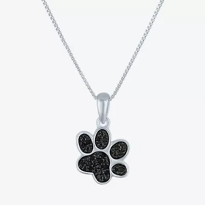 1/10 CT.T.W. Natural Color-Enhanced Black Diamond Sterling SIlver Paw Pendant Necklace
