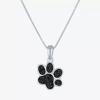 1/10 CT.T.W. Natural Color-Enhanced Black Diamond Sterling SIlver Paw Pendant Necklace