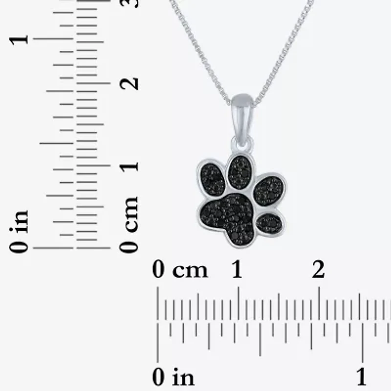 1/10 CT.T.W. Natural Color-Enhanced Black Diamond Sterling SIlver Paw Pendant Necklace