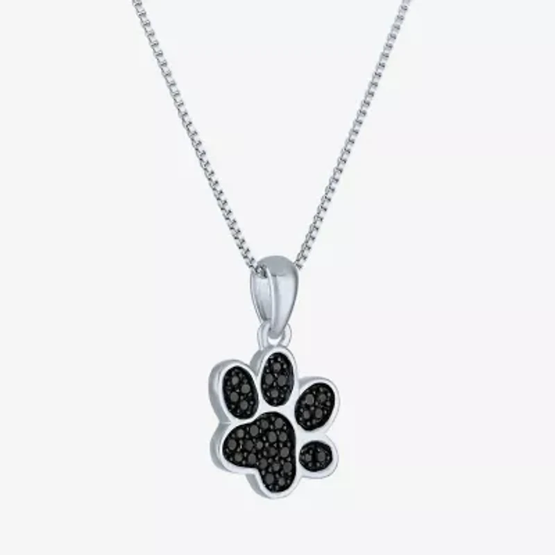 1/10 CT.T.W. Natural Color-Enhanced Black Diamond Sterling SIlver Paw Pendant Necklace