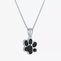 1/10 CT.T.W. Natural Color-Enhanced Black Diamond Sterling SIlver Paw Pendant Necklace