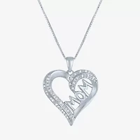 1/10 CT.T.W. Natural Diamond "MOM" Heart Necklace in  Sterling SIlver"