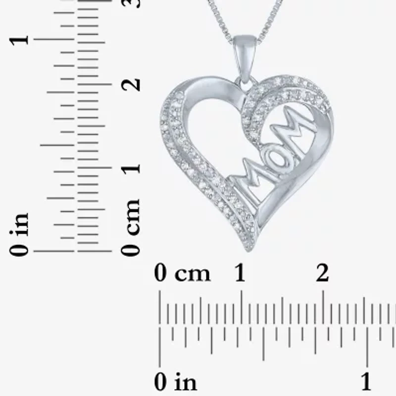 1/10 CT.T.W. Natural Diamond "MOM" Heart Necklace in Sterling SIlver"