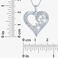 1/10 CT.T.W. Natural Diamond "MOM" Heart Necklace in  Sterling SIlver"