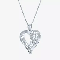 1/10 CT.T.W. Natural Diamond "MOM" Heart Necklace in  Sterling SIlver"