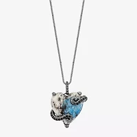 Enchanted Disney Fine Jewelry Ursula Womens Genuine Multi Color Jasper Sterling Silver Heart 18 Inch Pendant Necklace