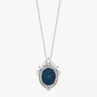 Enchanted Disney Fine Jewelry Cinderella (I, I2) Womens 1/8 CT. T.W. Genuine Blue Drusy Sterling Silver Oval 18 Inch Pendant Necklace