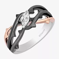 Maleficent(F, Si1) Womens 1/4 CT. T.W. Lab Grown White Diamond 14K Rose Gold Over Silver Sterling Marquise Maleficent Cocktail Ring