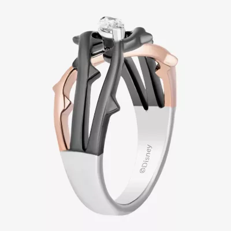 Maleficent(F, Si1) Womens 1/4 CT. T.W. Lab Grown White Diamond 14K Rose Gold Over Silver Sterling Marquise Maleficent Cocktail Ring