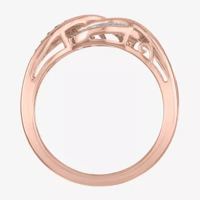 Womens 1/10 CT. T.W. Natural Champagne Diamond 14K Rose Gold Over Silver Cocktail Ring