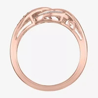 Womens 1/10 CT. T.W. Natural Champagne Diamond 14K Rose Gold Over Silver Cocktail Ring