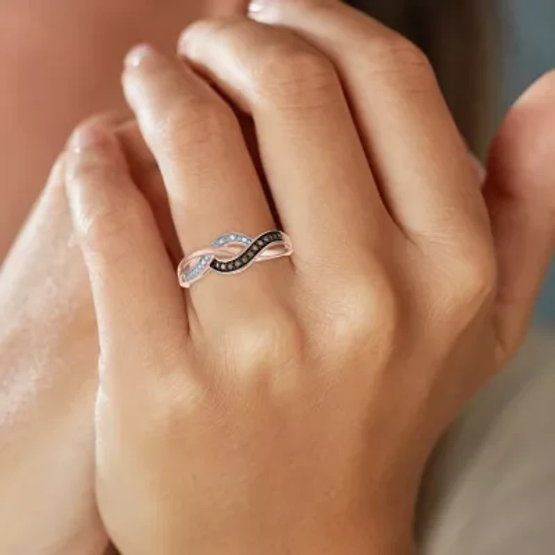 Womens 1/10 CT. T.W. Natural Champagne Diamond 14K Rose Gold Over Silver Cocktail Ring