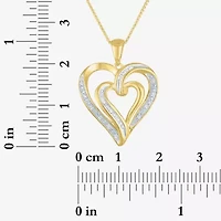 Womens 1/10 CT.T.W. Natural Diamond Heart Pendant Necklace in 14K Gold Over Silver