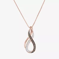 Womens 1/10 CT.T.W. Natural Champagne & White  Diamond 14K Rose Gold Over SIlver Pendant