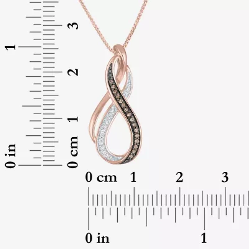 Womens 1/10 CT.T.W. Natural Champagne & White  Diamond 14K Rose Gold Over SIlver Pendant