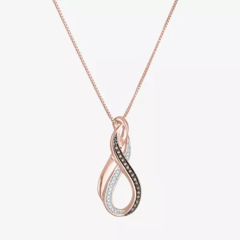 Womens 1/10 CT.T.W. Natural Champagne & White  Diamond 14K Rose Gold Over SIlver Pendant